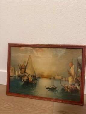 Framed Vintage Lithograph by artist Richard Dey De Ribcowsky 21.5”x15.5”
